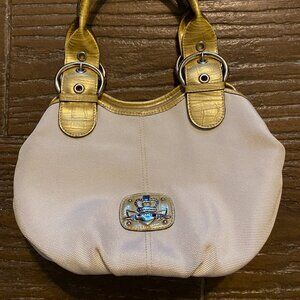 Kathy Van Zeeland Buckle Strap Gold Large Satchel/Top Handle Bag. Very Clean